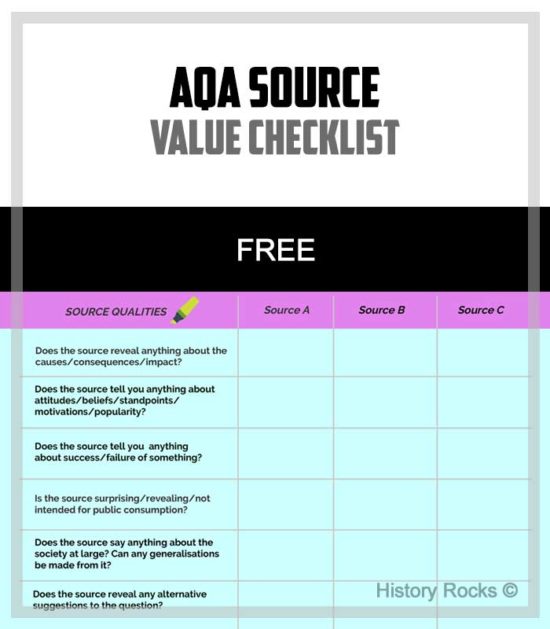 AQA Source Value Checklist